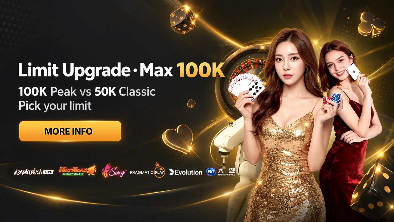 Live casino limit upgrade — choose between a 100K peak limit or the 50K classic limit